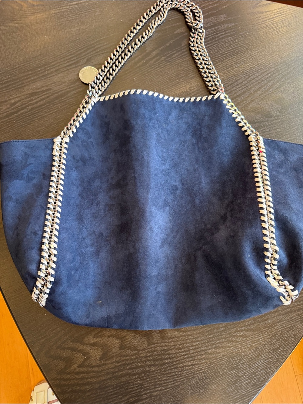 Stella McCartney Navy Tote with Silver Chain Trim